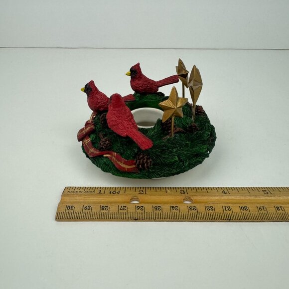 Old Virginia Candle Company Cardinal Birds Gold Stars Candle Capper w Orig Box - Picture 12 of 15